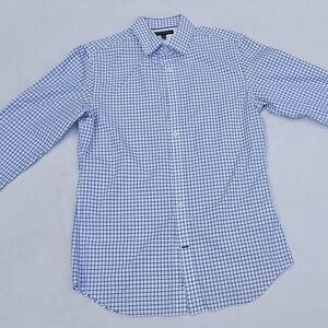 Banana Republic Non-Iron Slim Fit Blue Check Shirt Men Size M